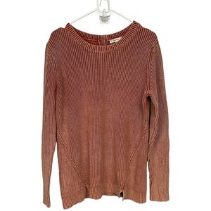 Tyler Boe Rust Mineral Wash Shaker Tunic Sweater with Button Accents, Large